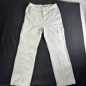 Judy Blue White Straight Leg Cargo Jeans 11/30 High Rise Stretch